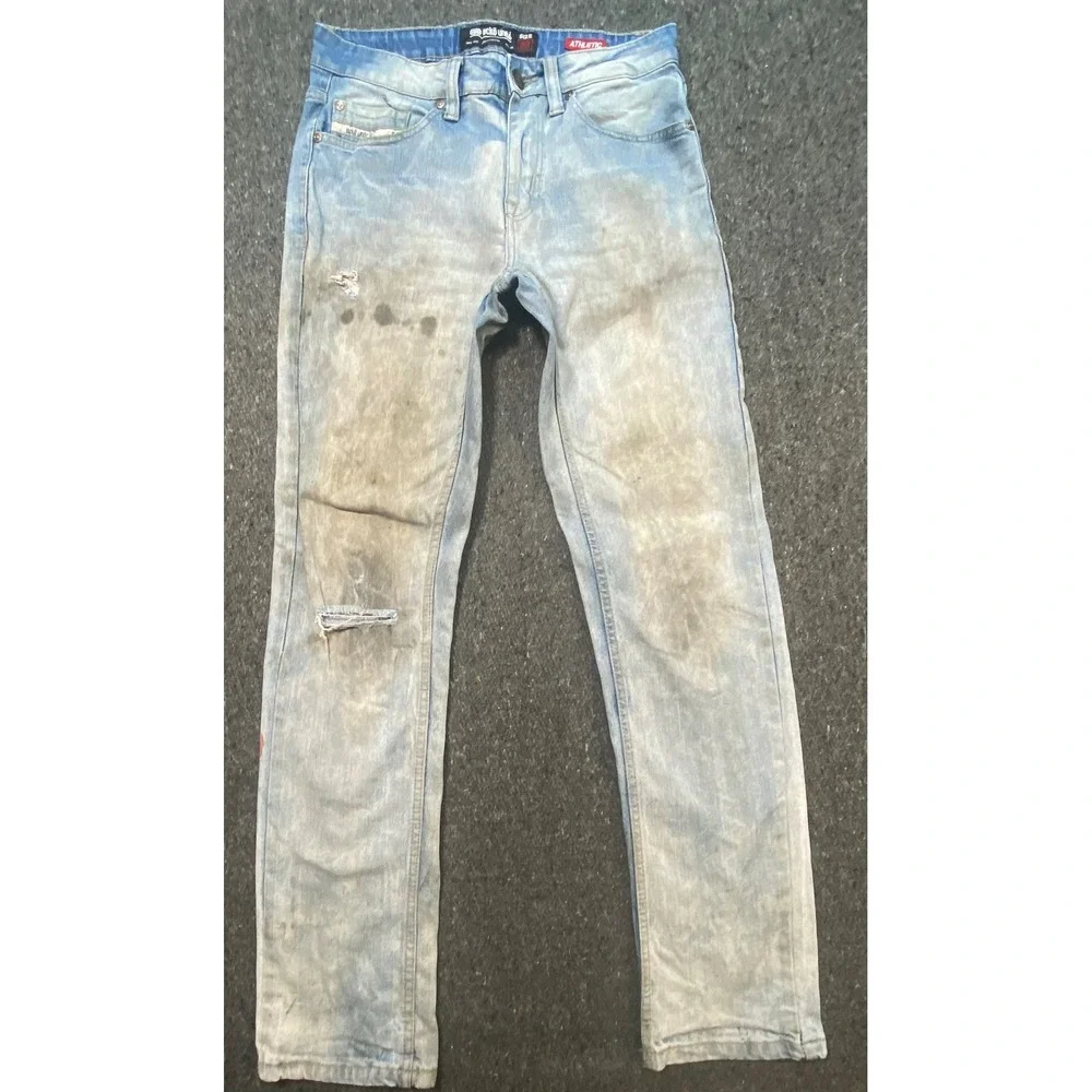Ecko Unltd Jeans 29‎ Mens Light Wash Athletic Distressed Faded Streetwear Denim